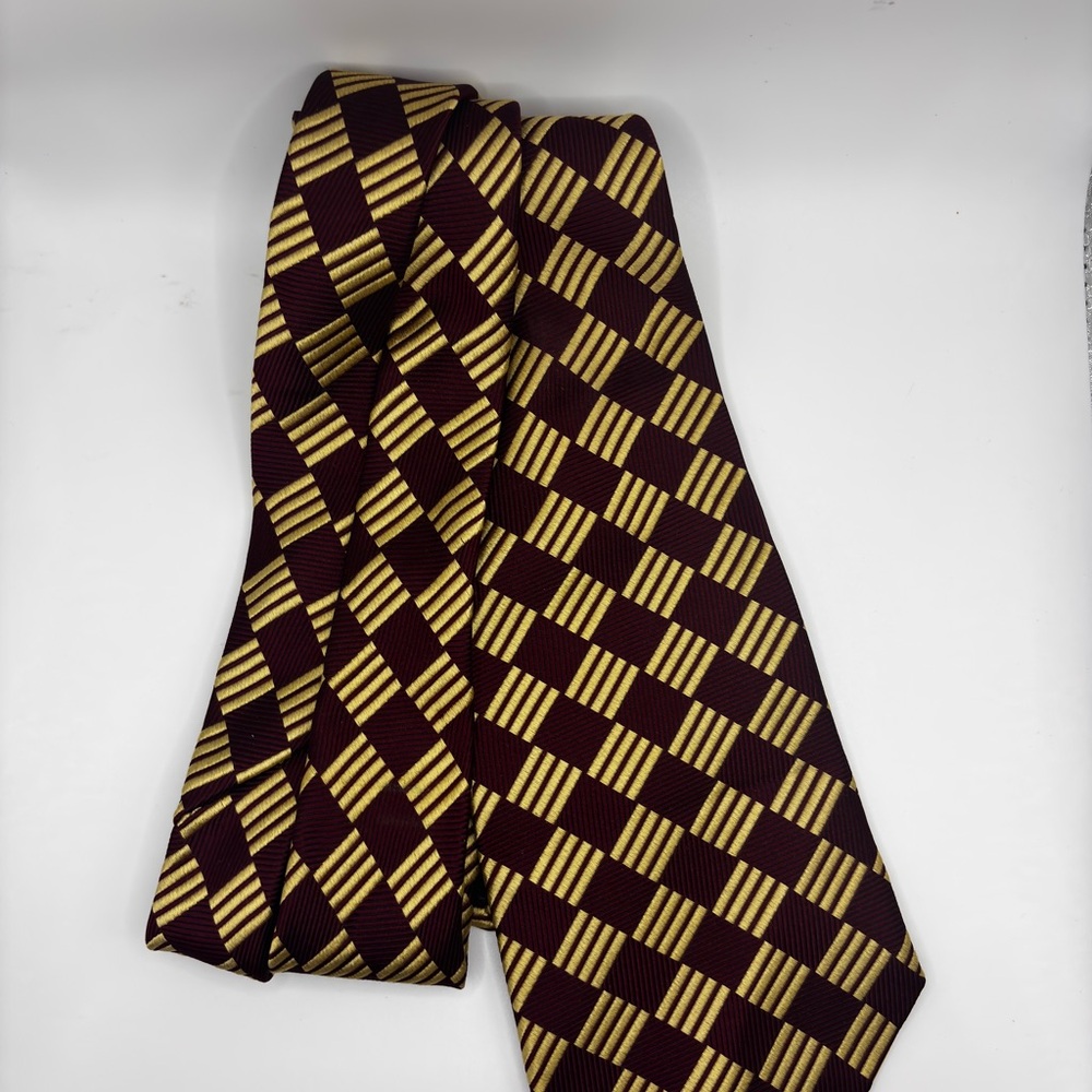 Bugatti Gold and Brown Checkered Tie